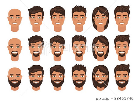 Set of mens avatars with various hairstyle:... - Stock Illustration  [83461746] - PIXTA