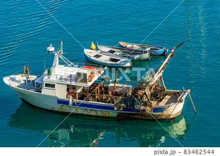 Old Fishing Trawler Moored in the Port of Lerici - Gulf of La Spezia Italy 83462544