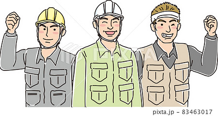 ガテン系男子3人_上半身 83463017