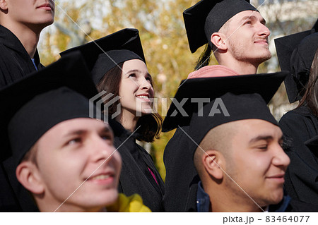 Group of diverse international graduating students celebrating Group of diverse international graduating students celebrating 83464077