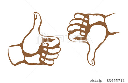 Thumbs up and down. Yes and no concept. Vector drawing Thumbs up and down. Yes and no concept. Vector drawing 83465711