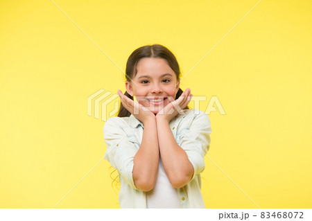 Adorable baby smiling. Full of excitement. Girl happy 83468072