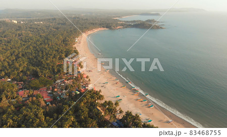 Beautiful Palolem beach aerial view landscape. Goa state in India. 83468755