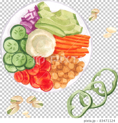 fruits and vegetables.Organic healthy food for market, farming products watercolor 83471124