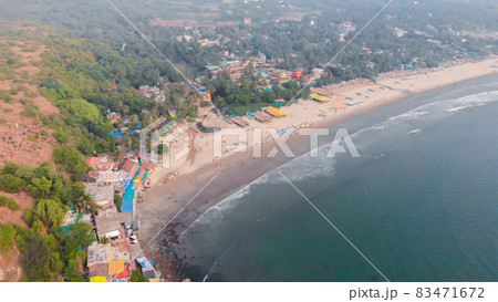 Aerial drone view of Arambol beach at Goa. India. 83471672
