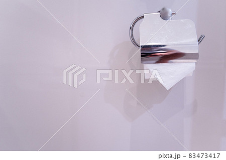 Tissue paper in toilet. 83473417