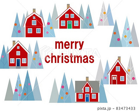 メリークリスマス 冬風景 スウェーデンのイラスト素材