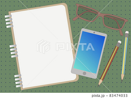 Notebook Drawing With Mobile Device Eyeglasses Two Pencils. Notepad Design Beside Phone Sunglasses Pair Of Pens Showing Organized Table. Notebook Drawing With Mobile Device Eyeglasses Two Pencils. Notepad Design Beside Phone Sunglasses Pair Of Pens Showing Organized Table. 83474033