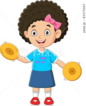 Cute little girl playing cymbals Cute little girl playing cymbals 83475007