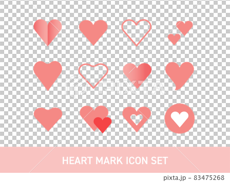 Heart mark variation icon set pink - Stock Illustration [83475268] - PIXTA