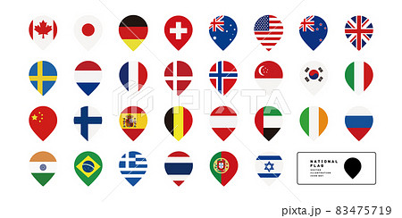 ベストカントリー 色々な国の国旗 アイコンセットのイラスト素材