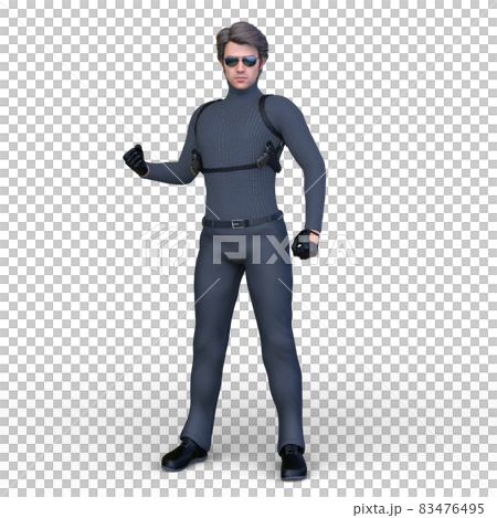 サスペンダーホルスターを着けた男性のイラスト素材 サスペンダーホルスターを着けた男性のイラスト素材