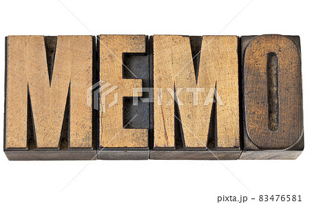 memo word in wood type 83476581