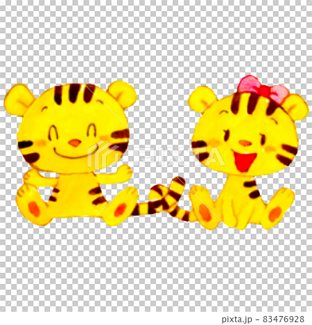 年賀状や挿絵などに使えるかわいい虎のキャラクター風イラスト 83476928