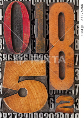 number abstract in letterpress type 83478086