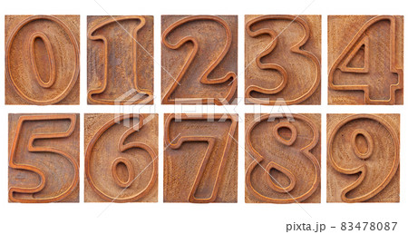 outlined numbers in letterpress type 83478087