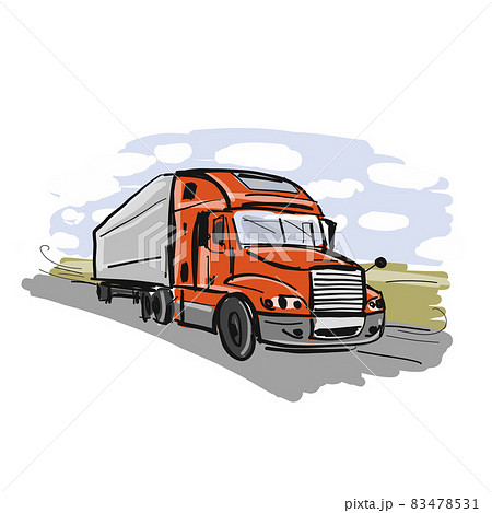 Truck illustration. Carriage of goods. Sketch for your design Truck illustration. Carriage of goods. Sketch for your design 83478531