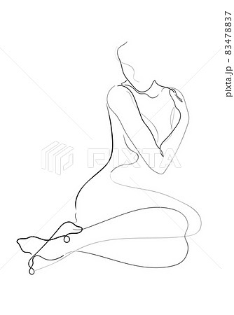 line Art Naked woman or one line drawing on..