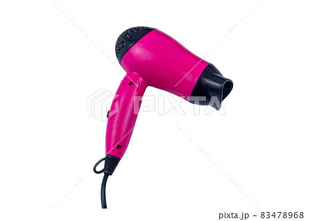 Pink hair dryer isolated on a white background Pink hair dryer isolated on a white background 83478968