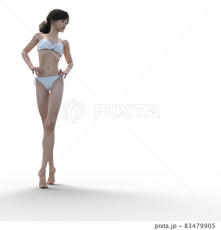白い水着の女性　　perming3DCG　イラスト素材 83479905
