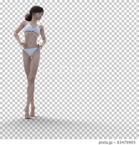 白い水着の女性　　perming3DCG　イラスト素材 83479905