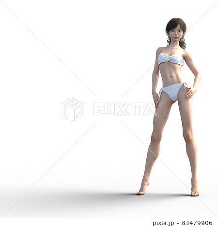 白い水着の女性　　perming3DCG　イラスト素材 83479906