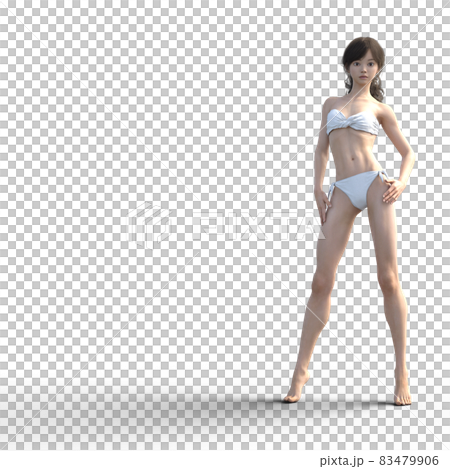 白い水着の女性　　perming3DCG　イラスト素材 83479906