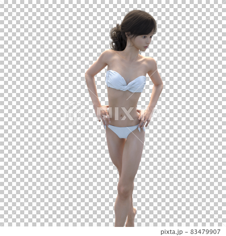 白い水着の女性　　perming3DCG　イラスト素材 83479907