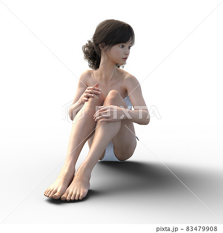 白い水着の女性　　perming3DCG　イラスト素材 83479908