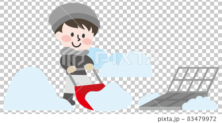 除雪をする男性と流雪溝のイラスト 83479972