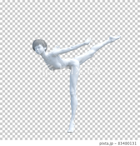 White figure dancing woman perming3DCG illustration material 83480131