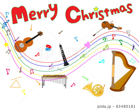 楽器を背景にしたクリスマスのイラスト素材です。 83480181