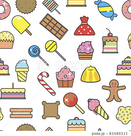 Desserts and sweet snacks seamless pattern bakery sweets and chocolate Desserts and sweet snacks seamless pattern bakery sweets and chocolate 83480315