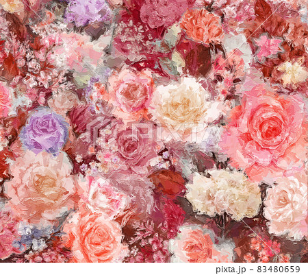 Beautiful oil painting flower bouquet illustration 83480659