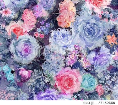 Beautiful oil painting flower bouquet illustration Beautiful oil painting flower bouquet illustration 83480660
