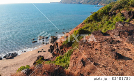 Aerial drone view Cola beach in the state of GOA in India. 83481789