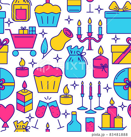 Holiday celebration seamless pattern in line style Holiday celebration seamless pattern in line style 83481888