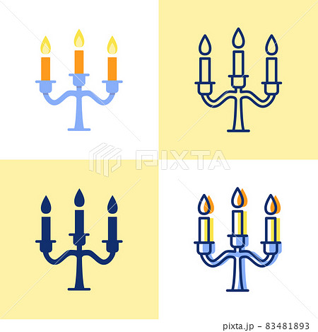 Candelabrum with candles icon set in flat and line style 83481893