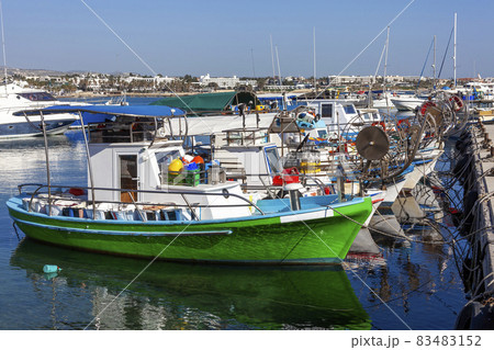 Fishing boats in Paphos Harbour Cyprus Fishing boats in Paphos Harbour Cyprus 83483152