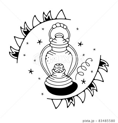 Vector illustration with a lamp. Isolated on a white background. Cute doodle illustrations. 83485580