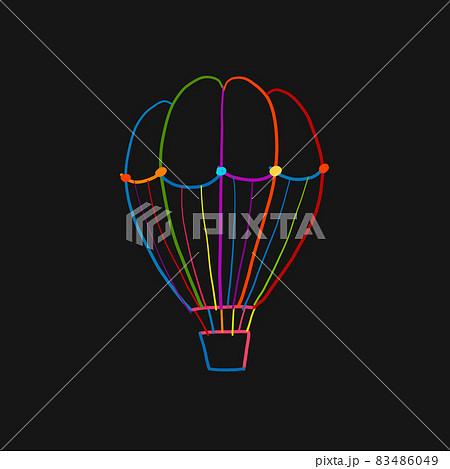 Hot Air Balloon Colorful Outline isolated on black. Sketch for your design 83486049