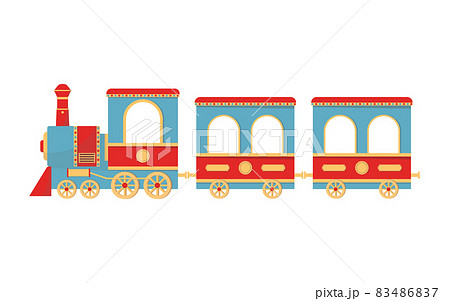 Train - Amusement park element isolated on white background. Vector illustration in flat design Train - Amusement park element isolated on white background. Vector illustration in flat design 83486837