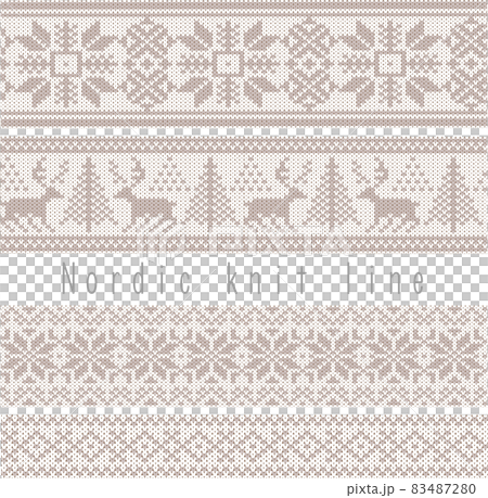 Fashionable knit pattern line set (white) 83487280