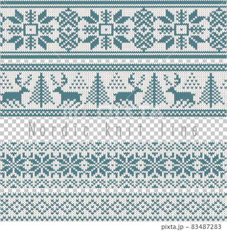 Fashionable knit pattern line set (blue) 83487283