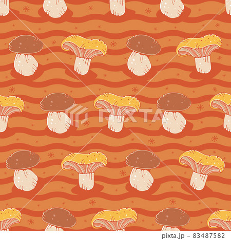 Seamless background with mushrooms. Cute vector illustration. Mushrooms seamless pattern Seamless background with mushrooms. Cute vector illustration. Mushrooms seamless pattern 83487582
