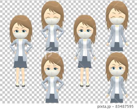 [Angry A] Caucasian female cardigan wave front 83487595