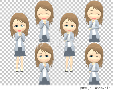 [Fun A] Caucasian female cardigan wave front 83487612