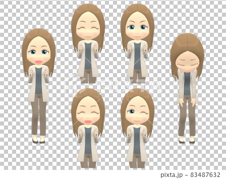 [Success / Failure] Caucasian female cardigan straight front 83487632