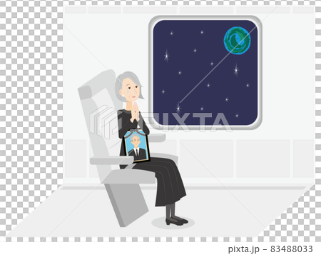 高級女性乘坐火箭並散落在太空 高級女性乘坐火箭並散落在太空 83488033