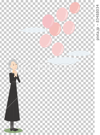 Senior woman doing balloon funeral 83488034